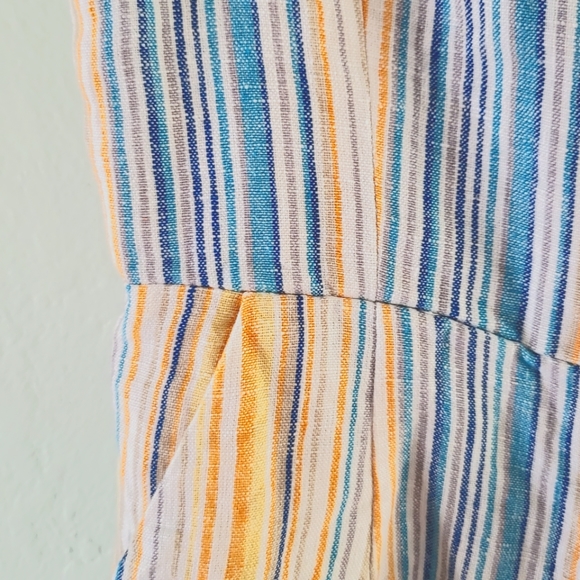Reformation Blue and Orange Striped Linen Romper - Picture 4 of 7